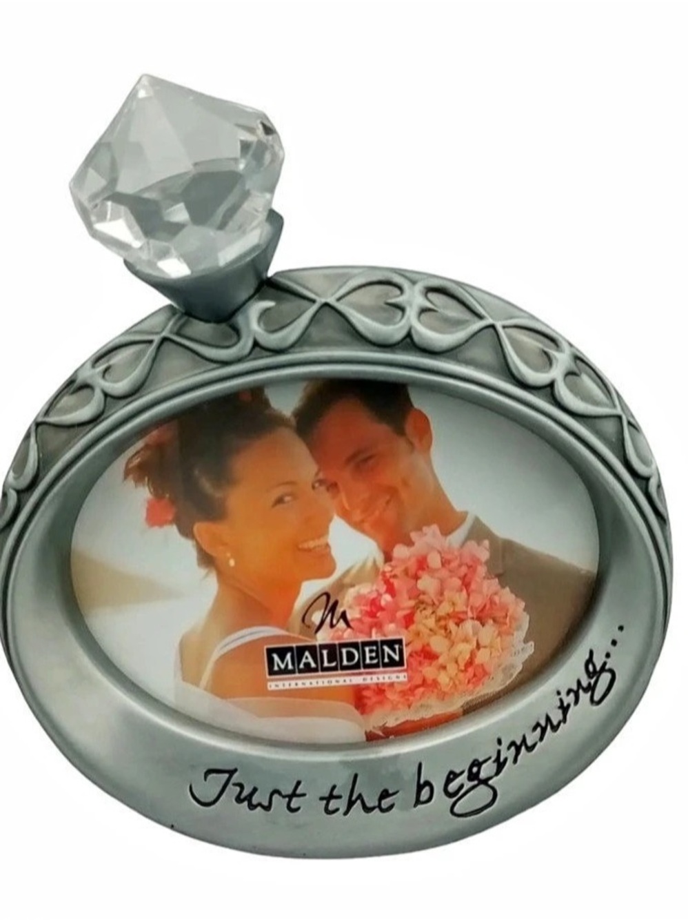 Malden Just the Beginning Engagement Ring Picture Frame, pewter